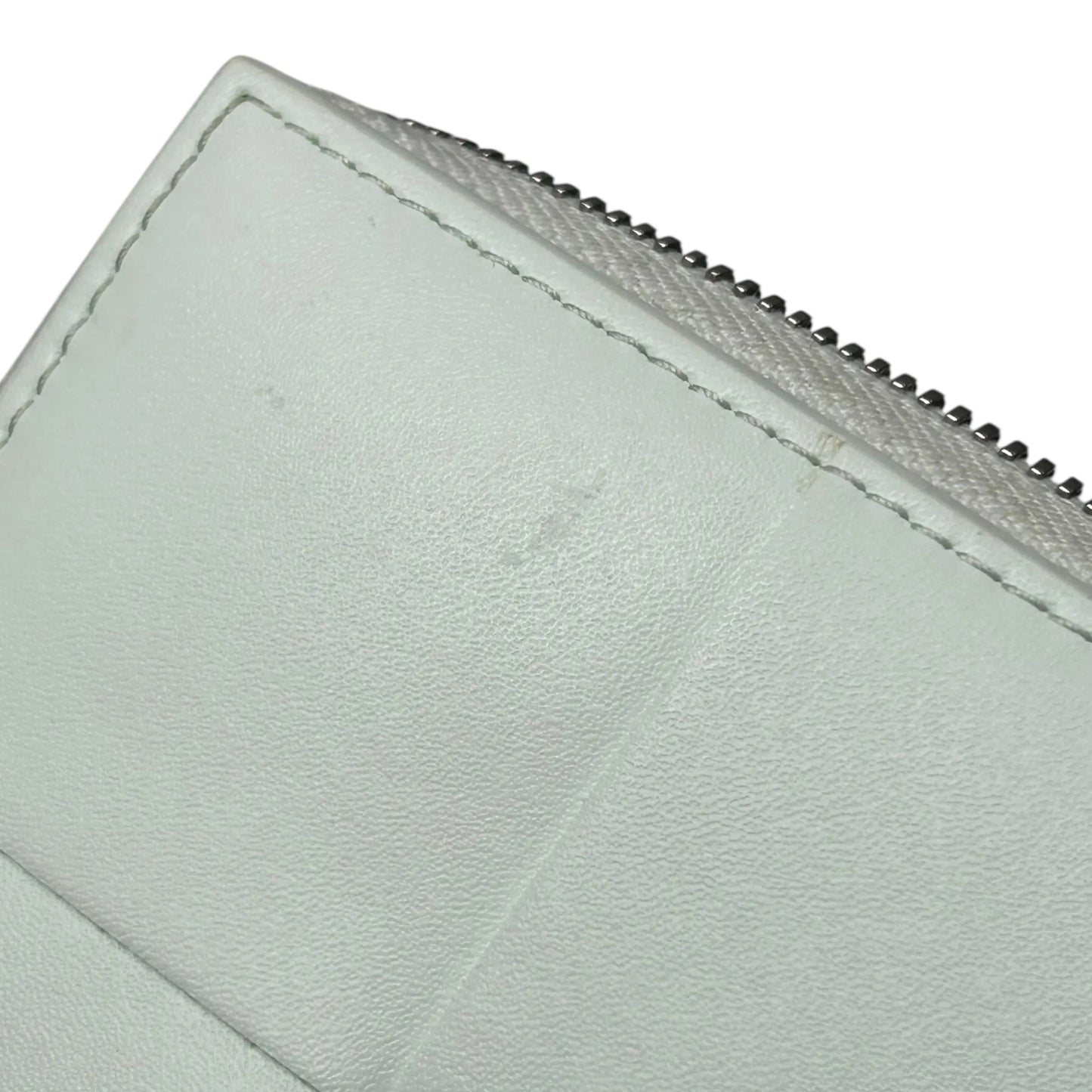 BOTTEGA VENETA Cassette Intrecciato Leather Round Zip Long Wallet - White 