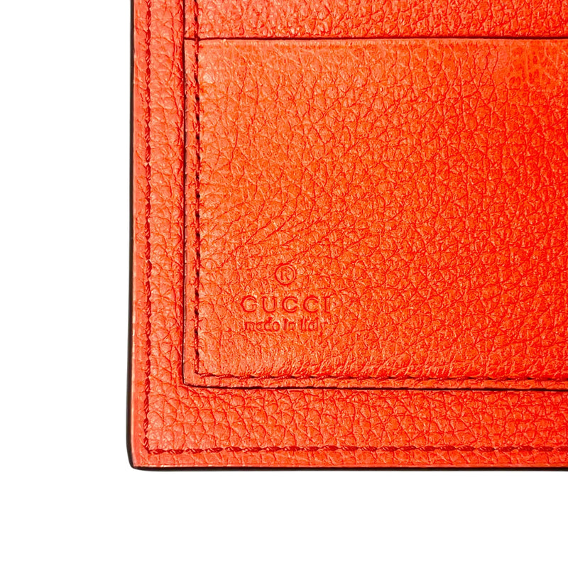 GUCCI GG Logo Embossed Bifold Compact Wallet - Orange 