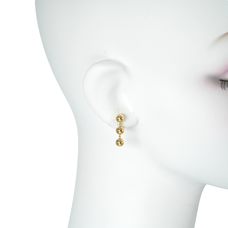 Triple Ball Earrings - 18KYG - 06854 