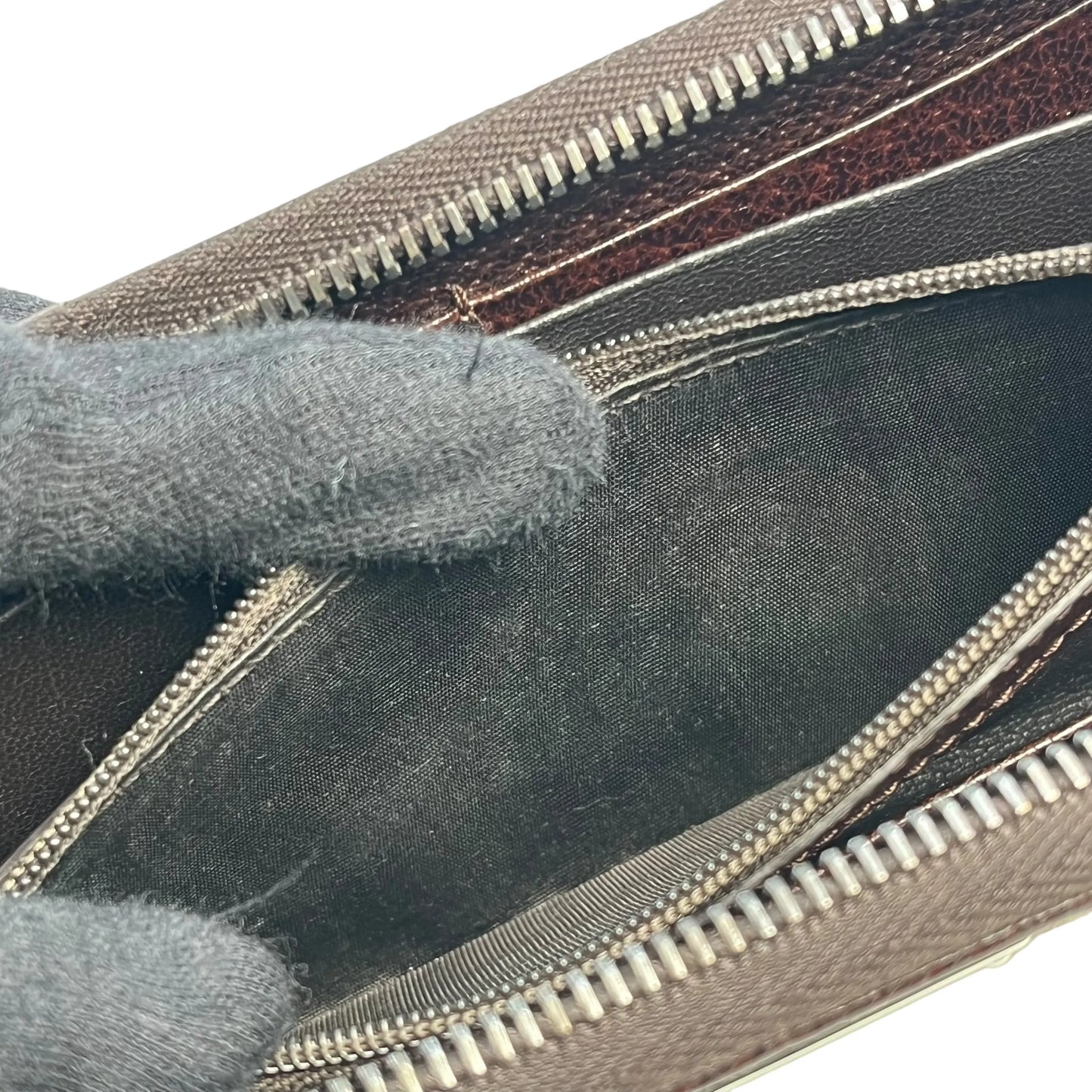 GUCCI キャンバス グッチシマ ラウンドジップ ロングウォレット - ブラウン