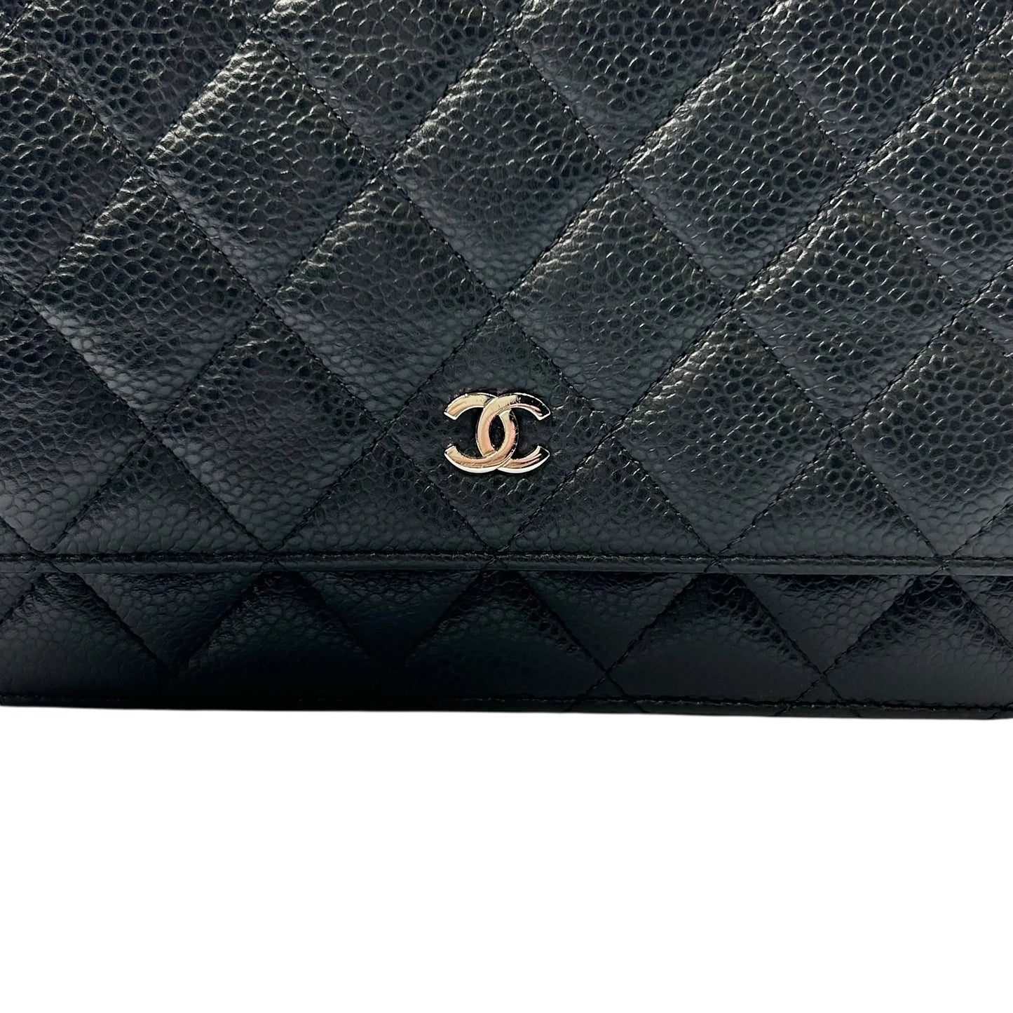 CHANEL マトラッセ キャビアスキン チェーンウォレット - ブラック - 34883