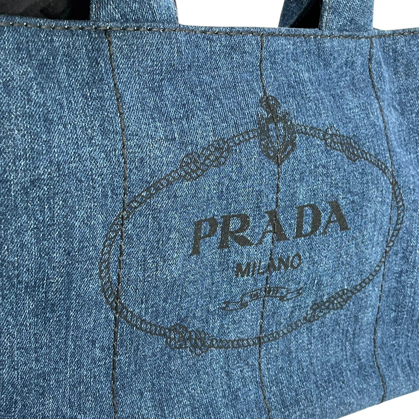 Prada Canapa Denim Tote Bag/Handbag - Blue 