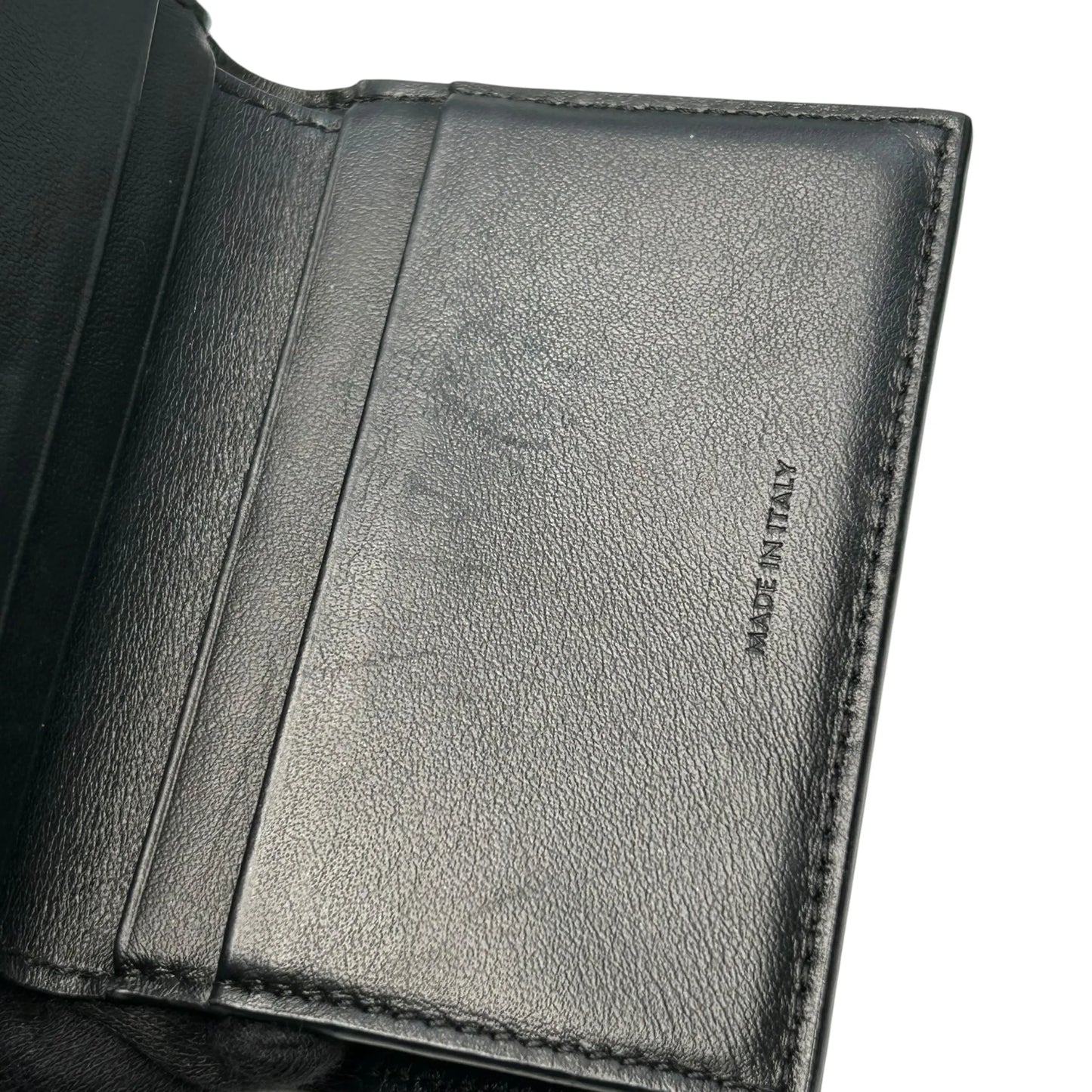 CELINE Vise Coin Triomphe Compact Wallet in Shiny Calfskin - Black 