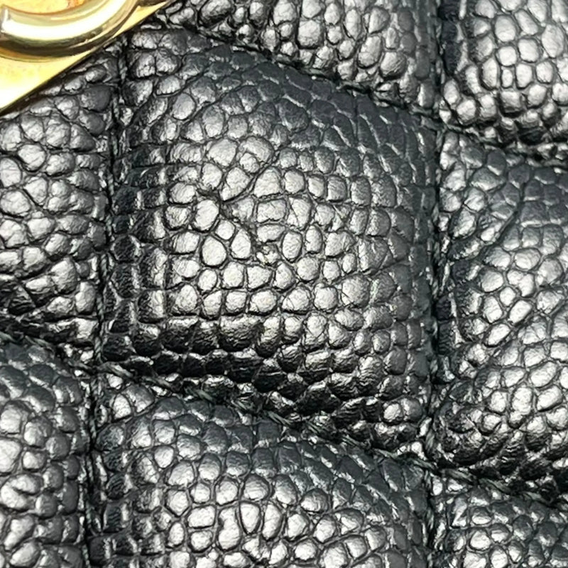 CHANEL Caviarskin Boy Double Zip Around Chain Wallet - Black 