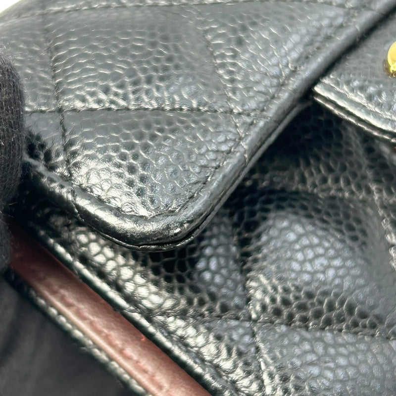 CHANEL Matelassé Caviar Leather Classic Flap Compact Wallet - Black 
