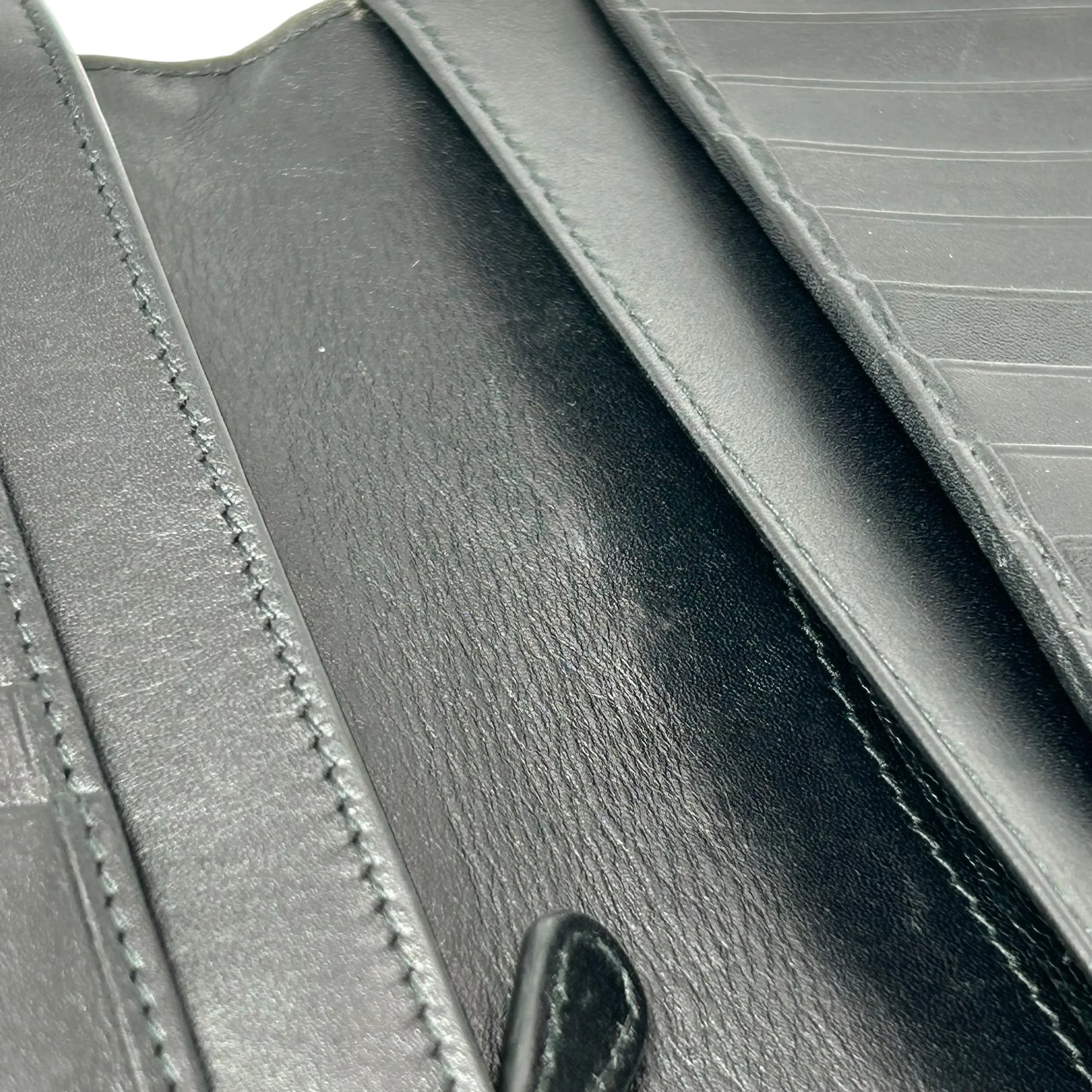 BOTTEGA VENETA Intrecciato Leather Bi-fold Long Wallet - Black 