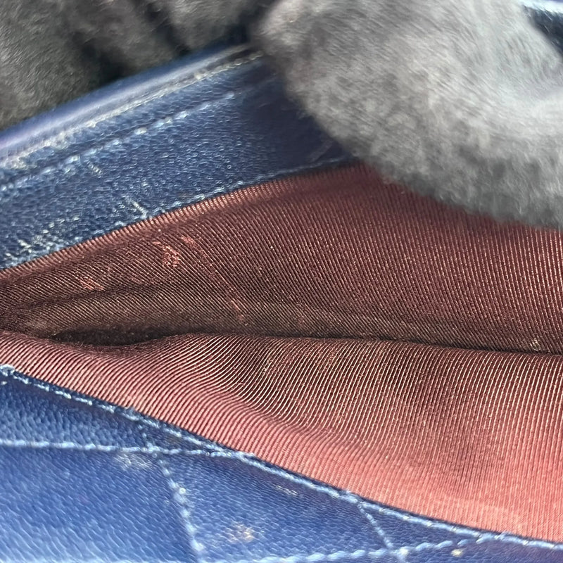 CHANEL CC University Matelasse Goatskin Chain Shoulder Bag - Navy 