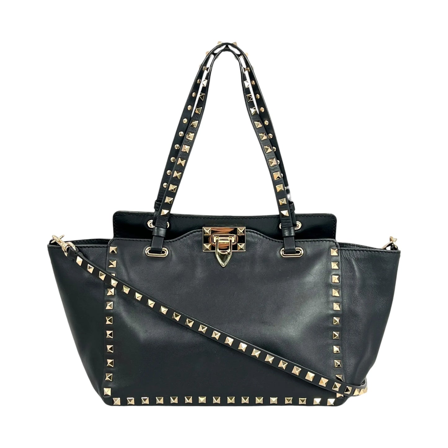 Valentino Rockstud Leather Handbag/Shoulder Bag - Black 