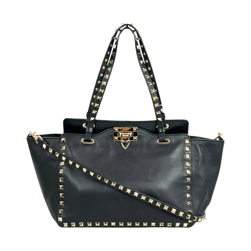 Valentino Rockstud Leather Handbag/Shoulder Bag - Black 