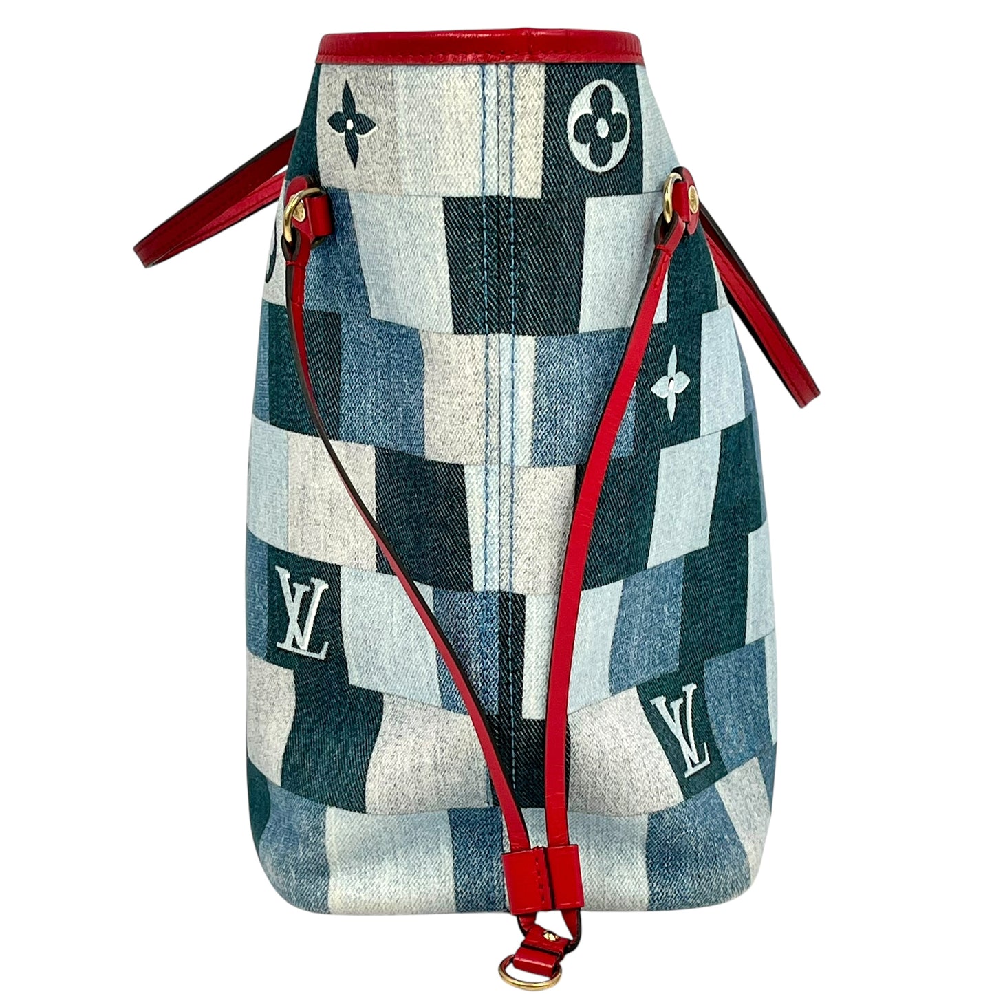 Louis Vuitton Monogram Denim Neverfull MM Tote Bag - Blue 