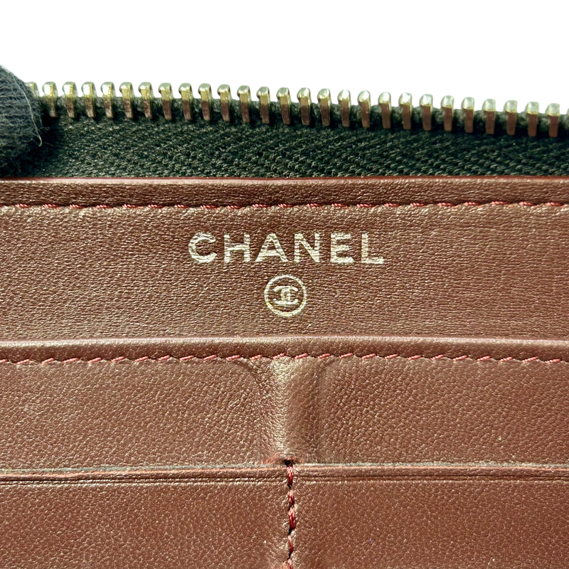 CHANEL Cambon Line Lambskin Long Wallet - Black 