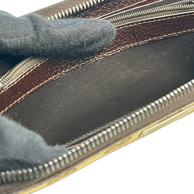 GUCCI キャンバス グッチシマ ラウンドジップ ロングウォレット - ブラウン