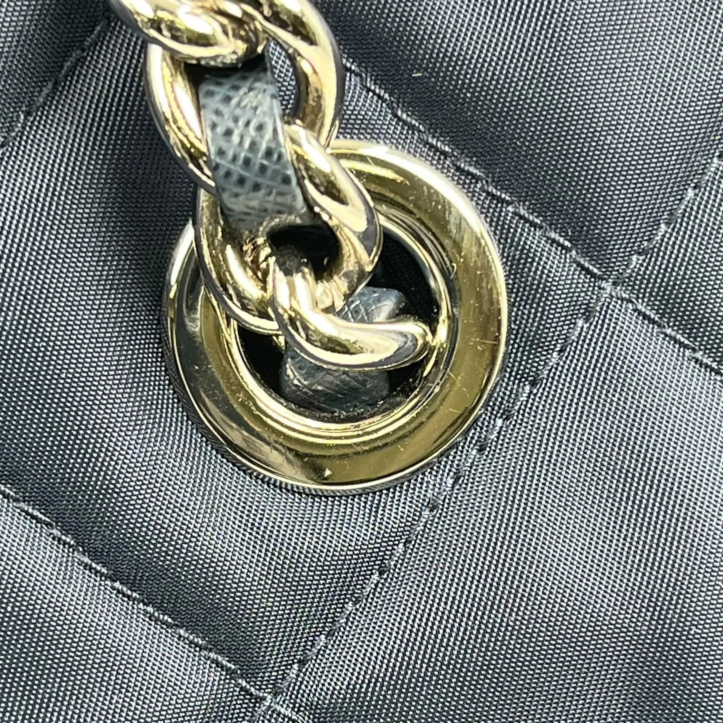 PRADA Quilted Nylon Chain Shoulder Bag - Navy 