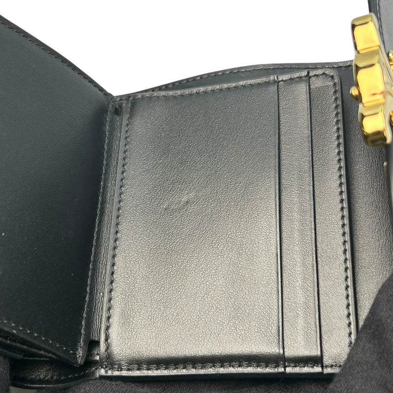 CELINE Triomphe Compact Tri-fold Wallet - Black - 35348 