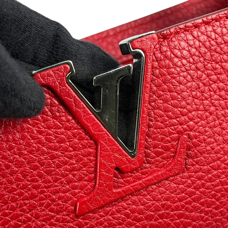 LOUIS VUITTON Capucines BB Leather Handbag/Shoulder Bag - Red 