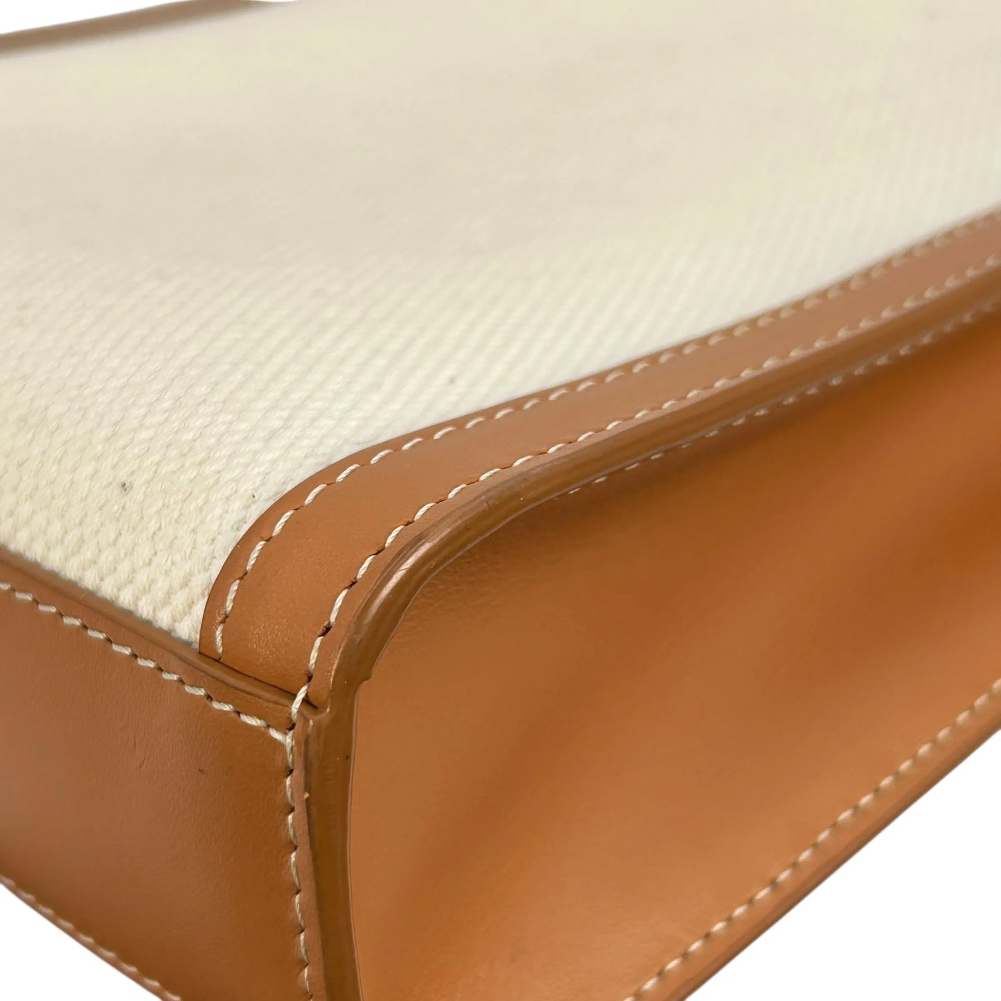 CELINE Mini Vertical Cabas Canvas Handbag/Shoulder Bag - White 