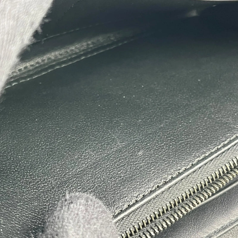 BOTTEGA VENETA Intrecciato Round Zip Leather Long Wallet - Black 