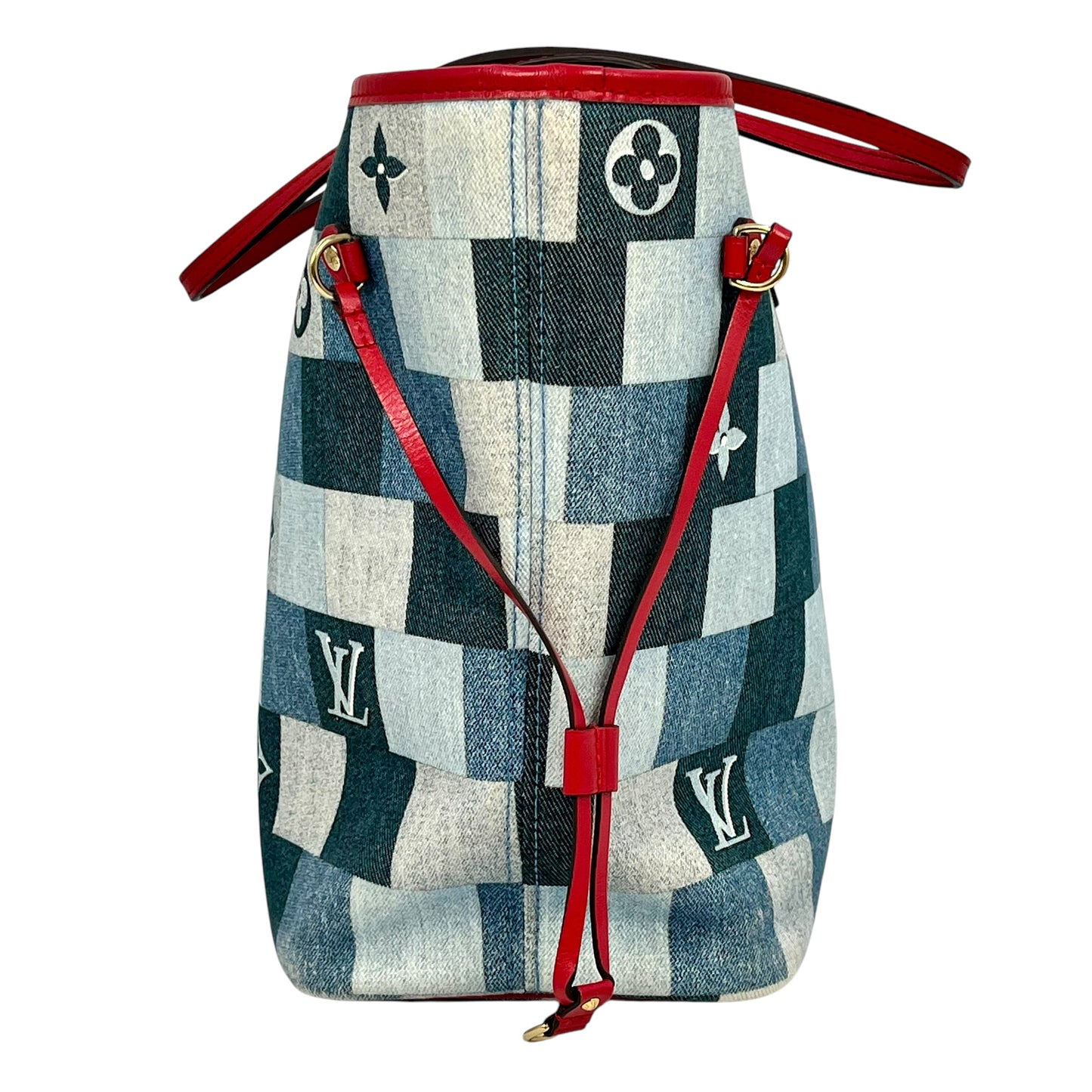 Louis Vuitton Monogram Denim Neverfull MM Tote Bag - Blue 