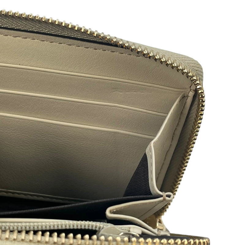 GUCCI Leather Round Zip Long Wallet - Beige 