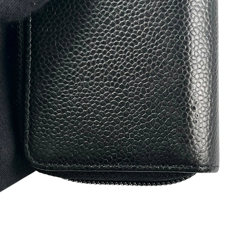 CHANEL CCロゴ キャビアスキン ジッピー カードケース コインケース - ブラック