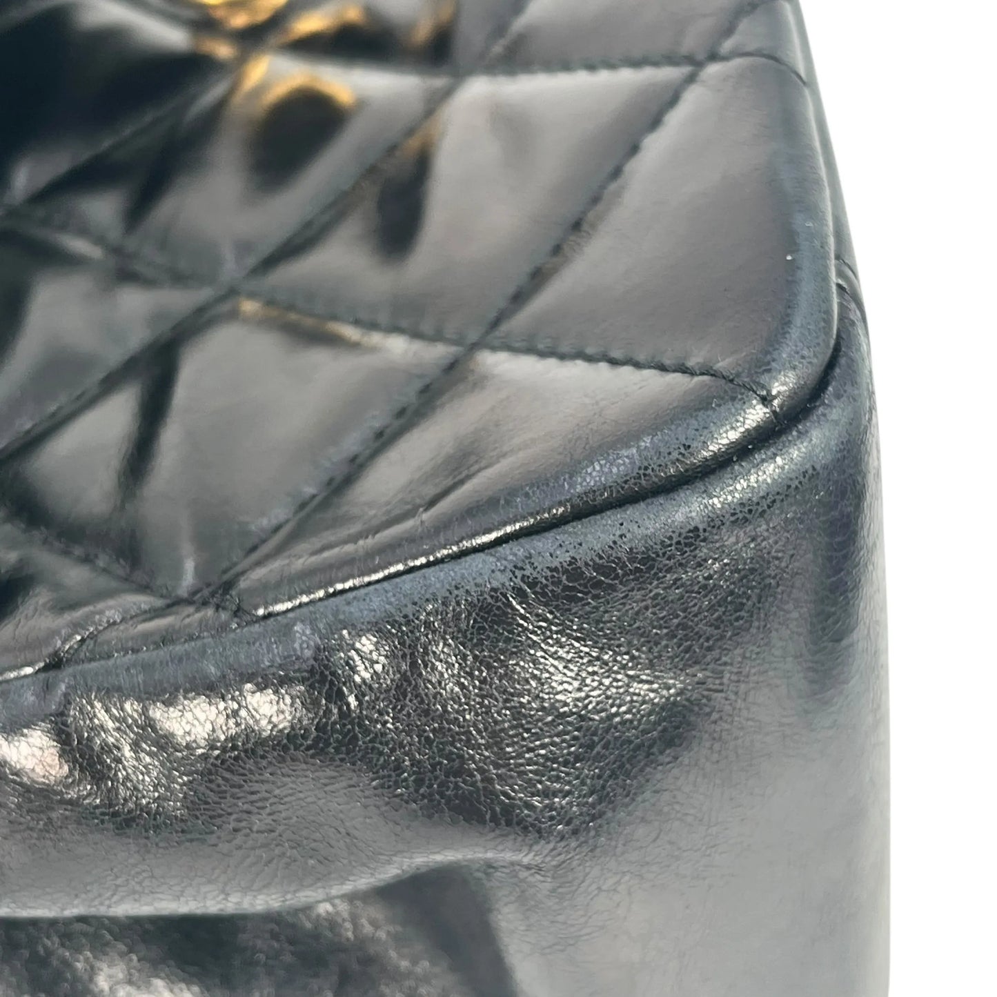 CHANEL Matelasse Top Handle Handbag with Chain Shoulder Bag - Black 