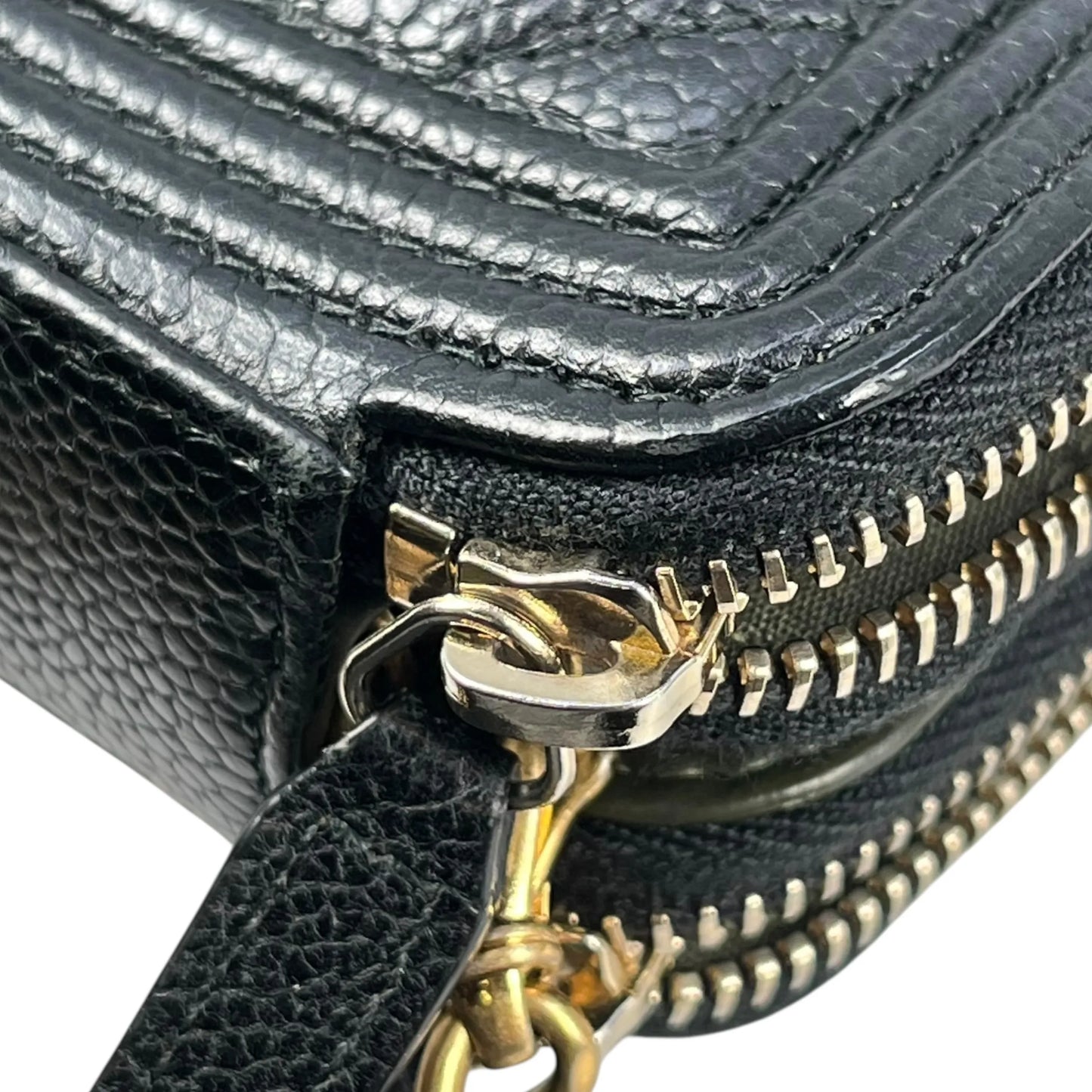 CHANEL Caviarskin Boy Double Zip Around Chain Wallet - Black 