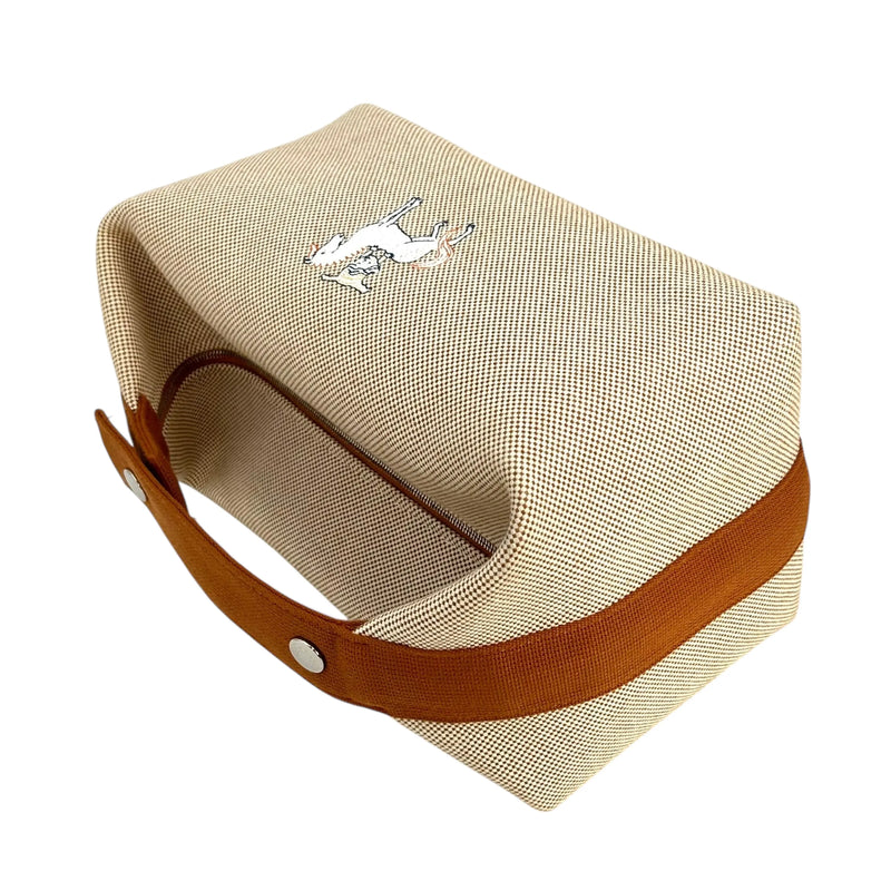 HERMES Bridesmaid Black GM Cotton Canvas Handbag - Beige 