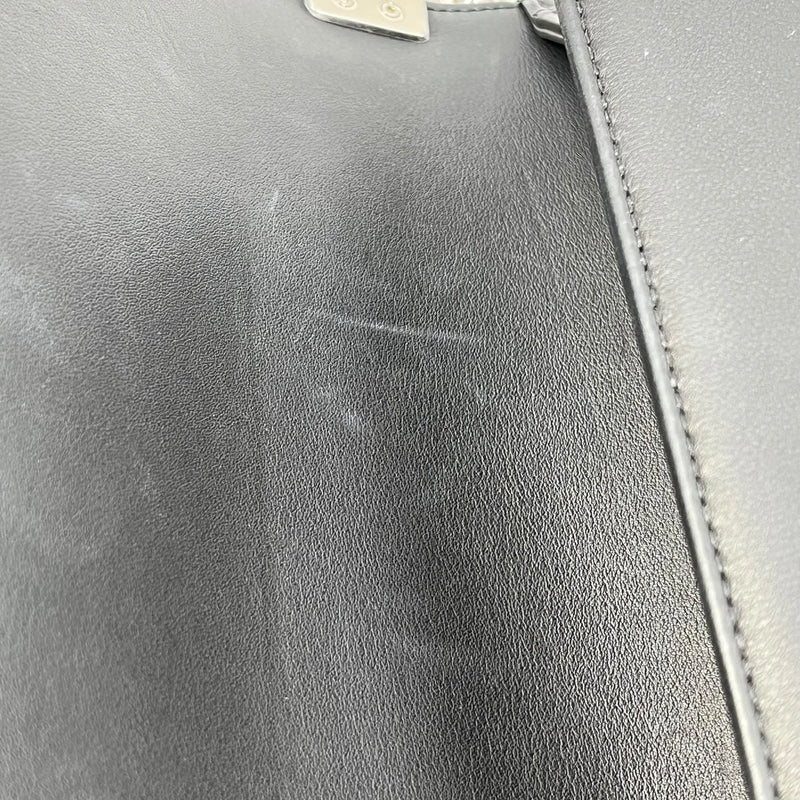 CHANEL Boy Chanel Pearl and Calfskin Chain Shoulder Bag - Black 