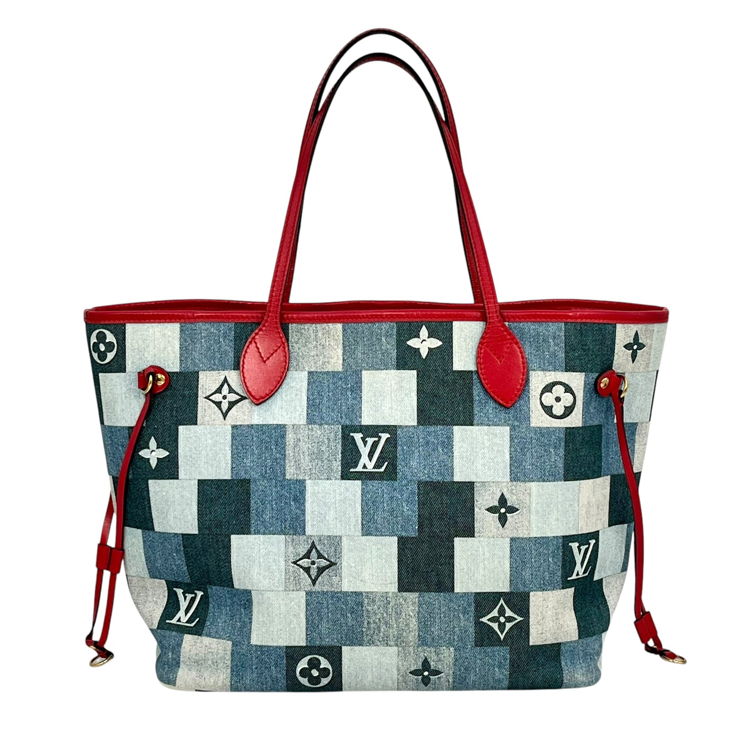 Louis Vuitton Monogram Denim Neverfull MM Tote Bag - Blue 