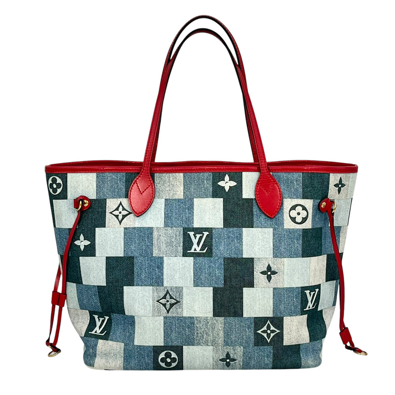 Louis Vuitton Monogram Denim Neverfull MM Tote Bag - Blue 