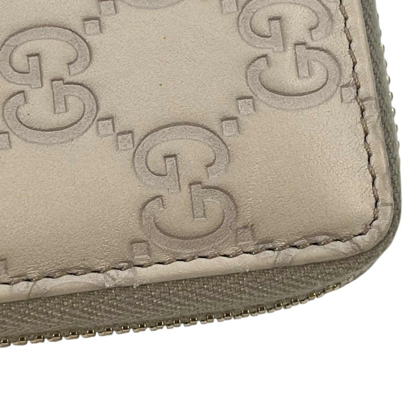 GUCCI Leather Round Zip Long Wallet - Beige 