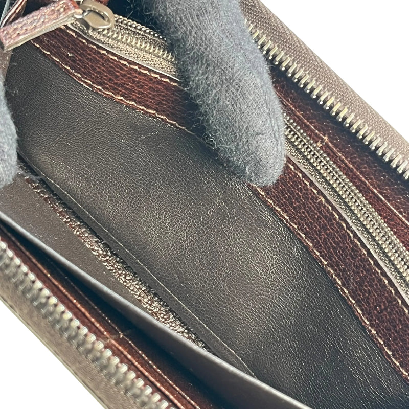 GUCCI キャンバス グッチシマ ラウンドジップ ロングウォレット - ブラウン