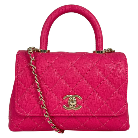 CHANEL Coco Handle 19XXS Caviar Leather Handbag - Pink 