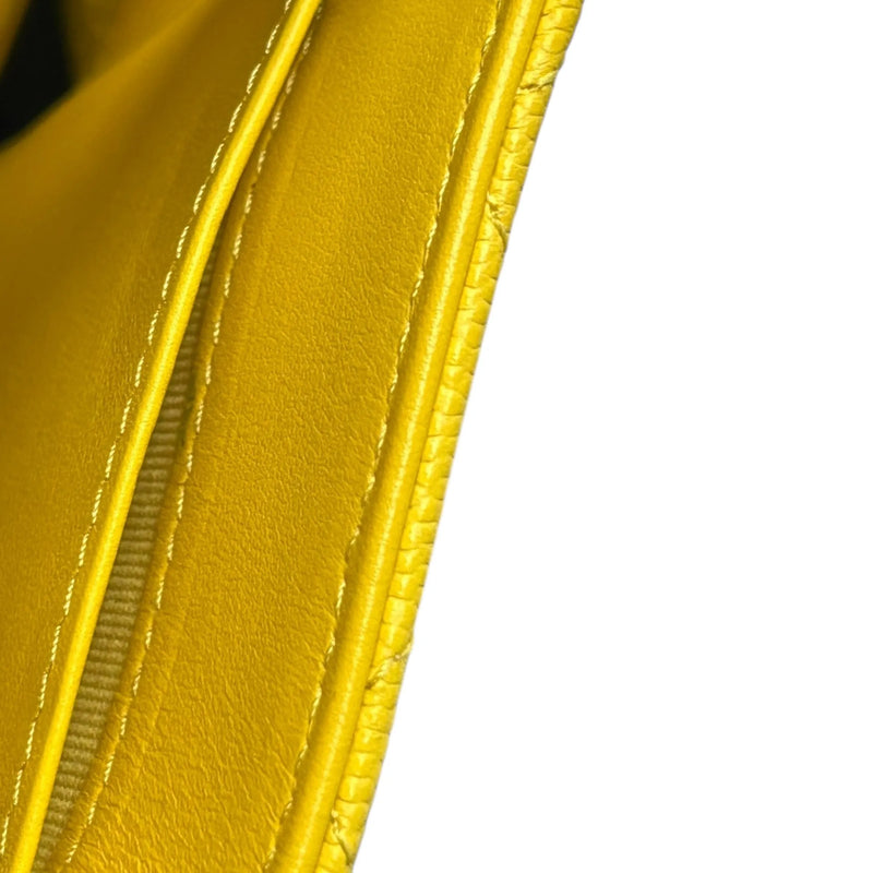 CHANEL Caviar Leather Matelasse Tri-Fold Compact Wallet - Yellow 