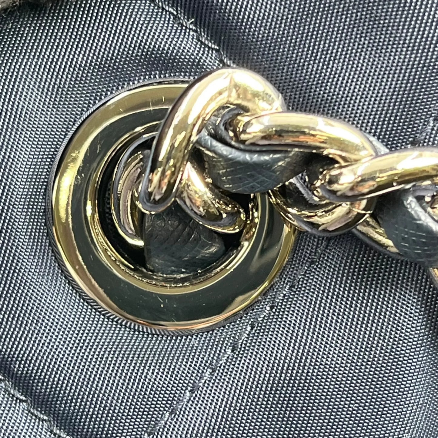 PRADA Quilted Nylon Chain Shoulder Bag - Navy 