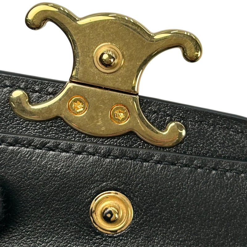 CELINE Triomphe Calfskin Compact Wallet - Black 
