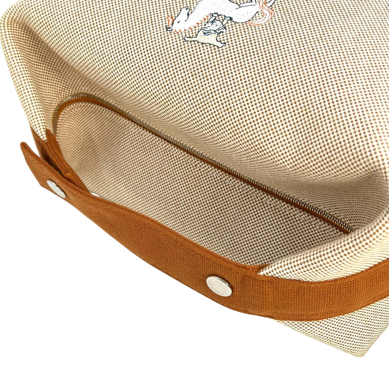 HERMES Bridesmaid Black GM Cotton Canvas Handbag - Beige 