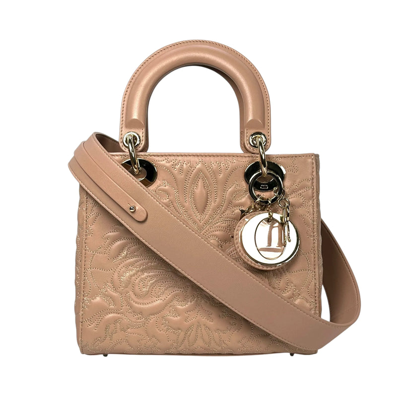 Christian Dior Lady Dior Lambskin Handbag/Shoulder Bag - Pink