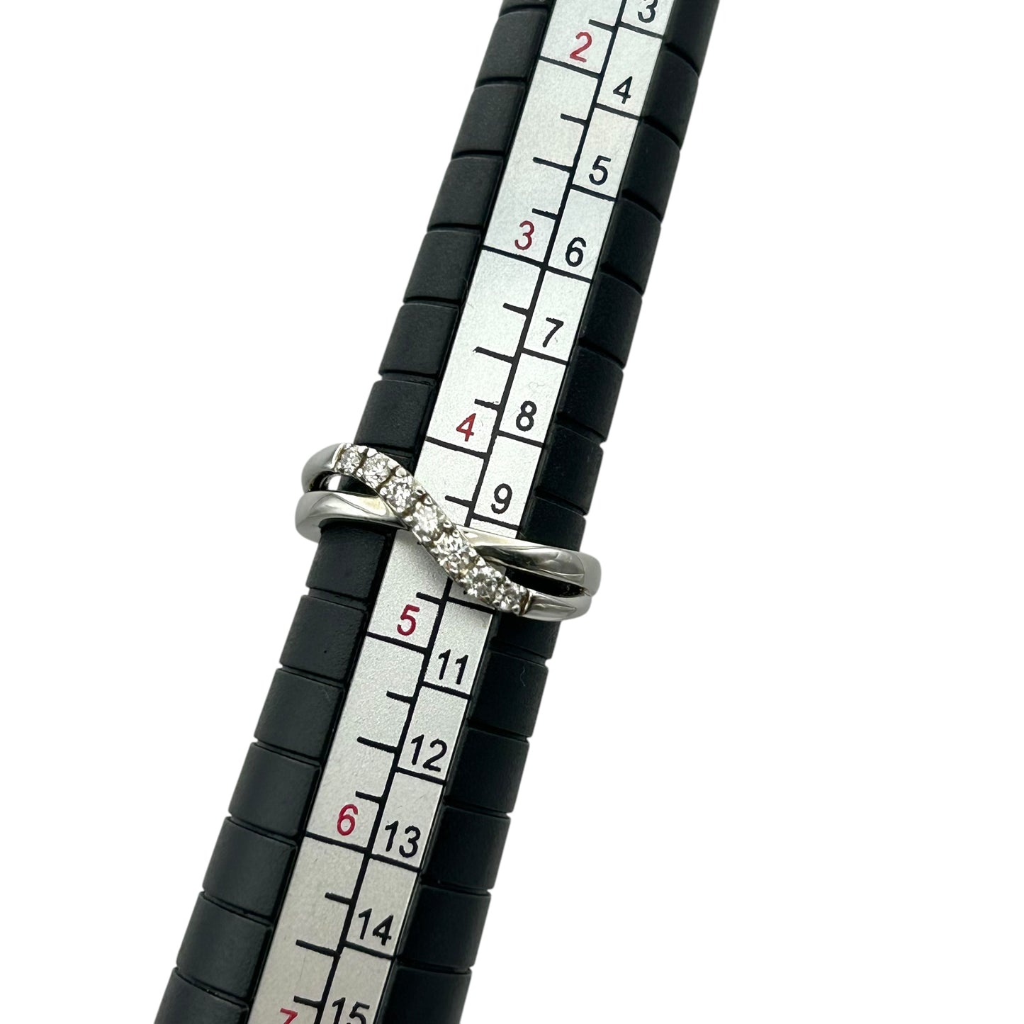 4°C Diamond Cross Wave Ring Jewelry - Pt950 