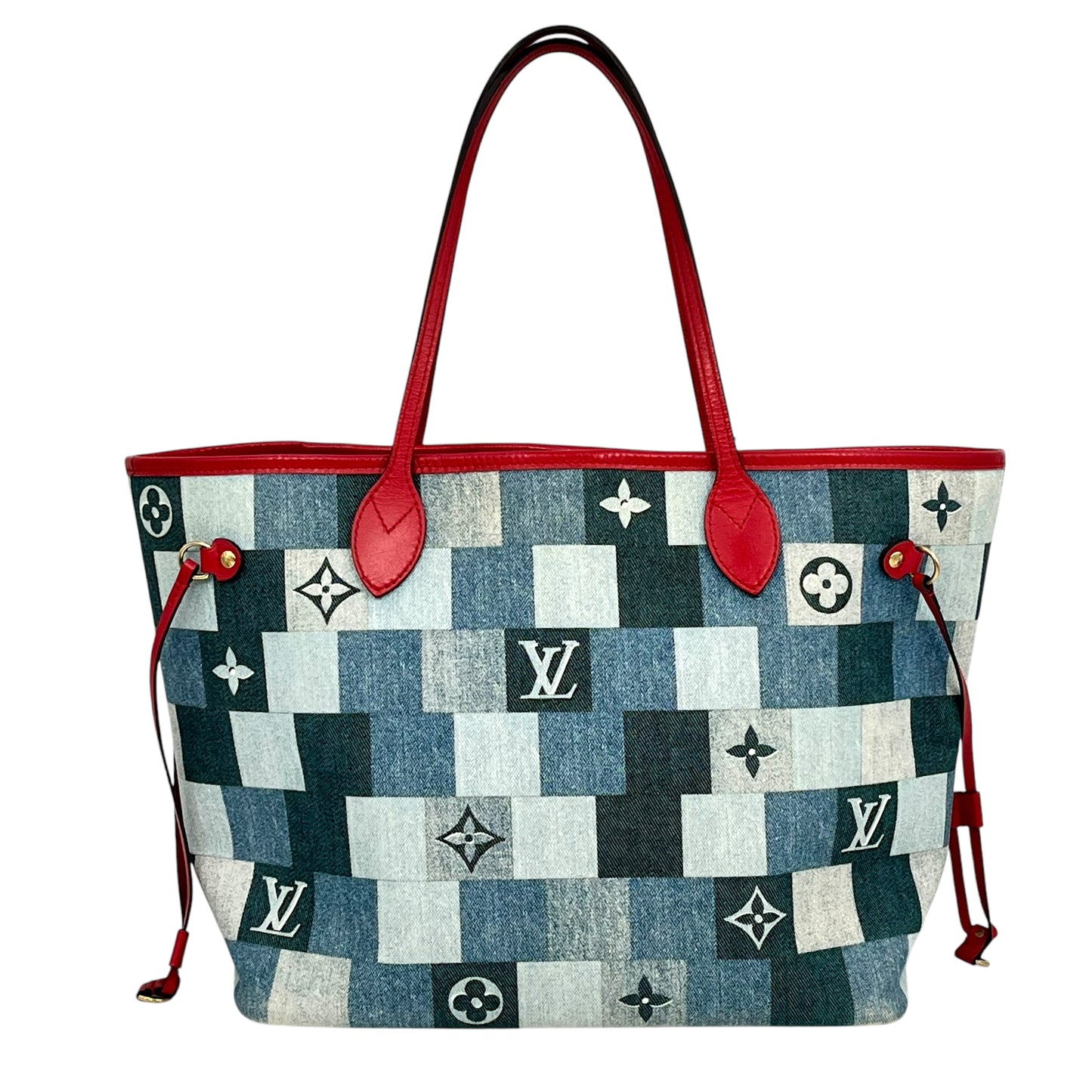 Louis Vuitton Monogram Denim Neverfull MM Tote Bag - Blue 