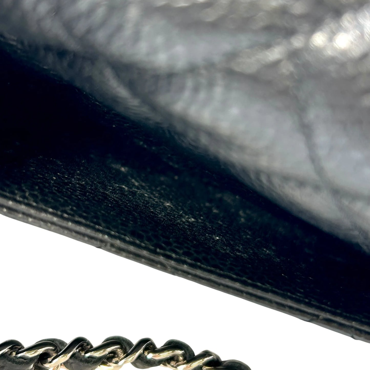 CHANEL マトラッセ キャビアスキン チェーンウォレット - ブラック - 34883