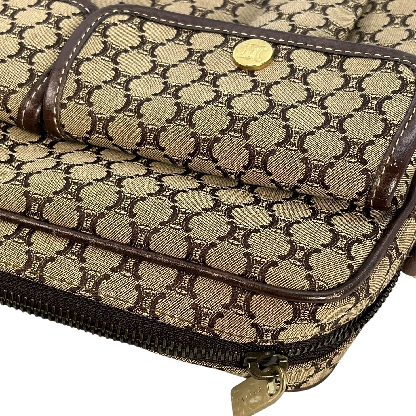 Celine Canvas Macadam Shoulder Bag - Brown 