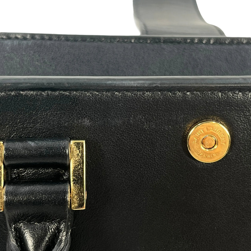 SAINT LAURENT ベイビーカバス レザー ハンドバッグ ショルダーバッグ - ブラック