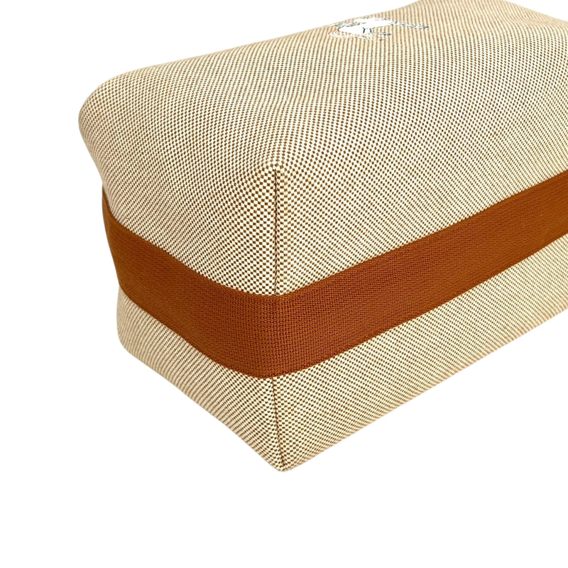 HERMES Bridesmaid Black GM Cotton Canvas Handbag - Beige 