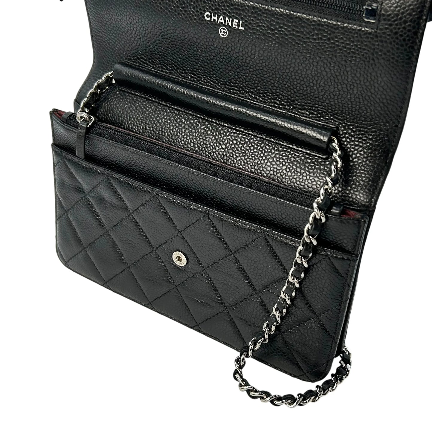 CHANEL マトラッセ キャビアスキン チェーンウォレット - ブラック - 34883