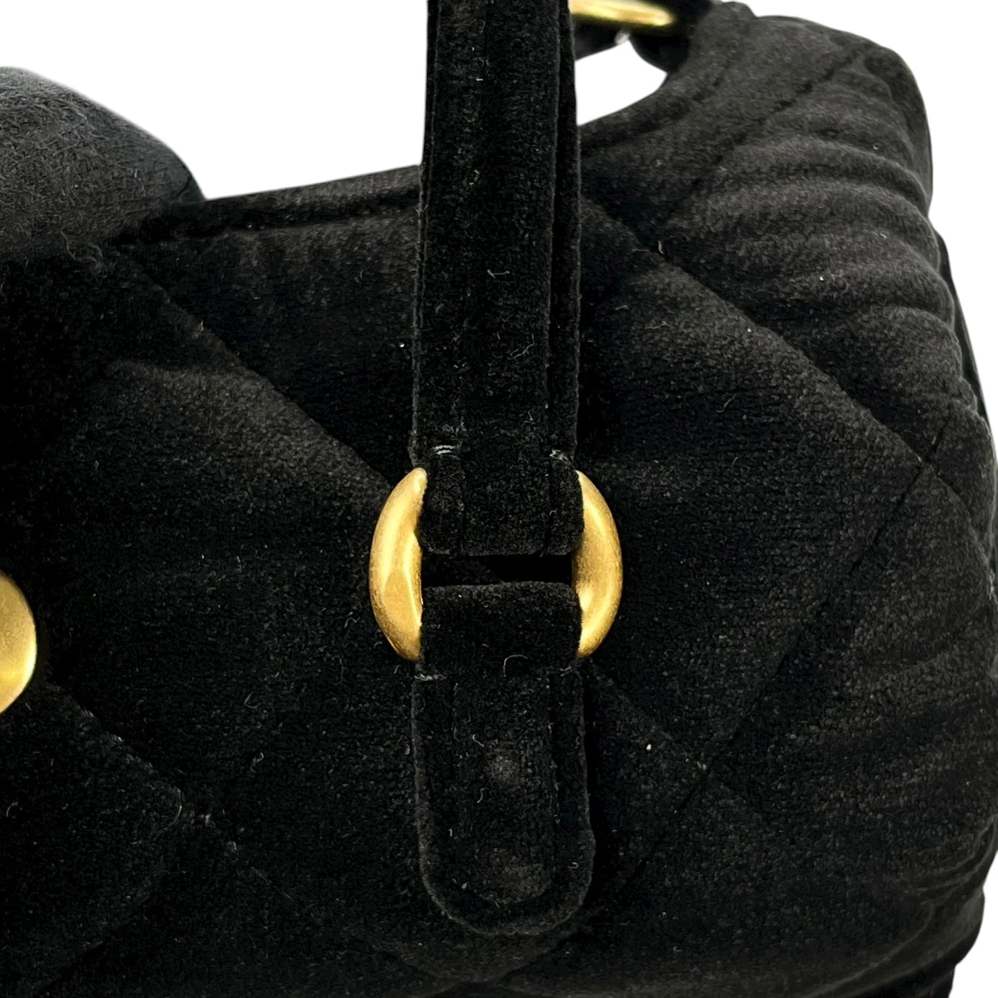 CHANEL Matelasse Boston Velvet Mini Shoulder Bag - Black 