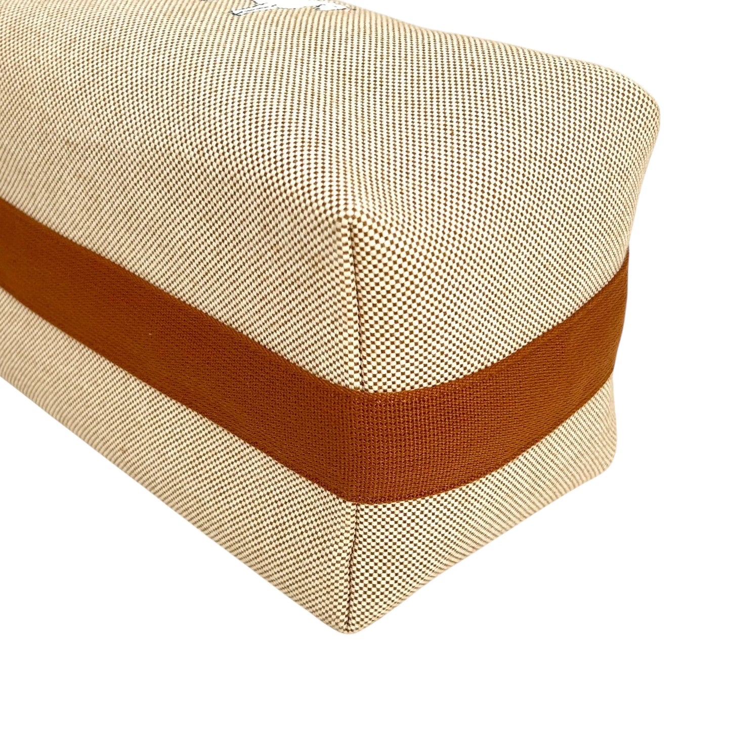 HERMES Bridesmaid Black GM Cotton Canvas Handbag - Beige 