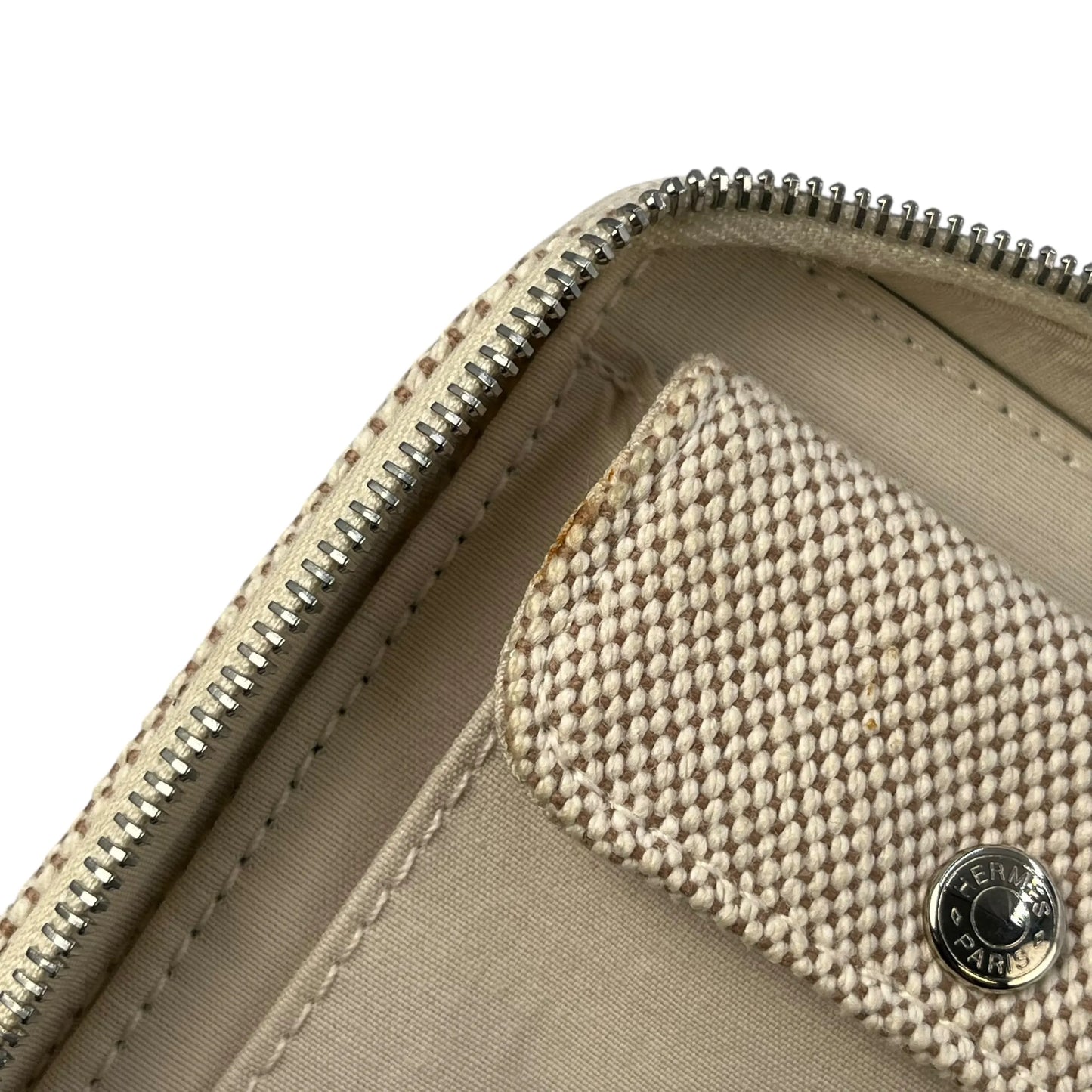 HERMES Air Line Canvas Travel Pouch - Beige 