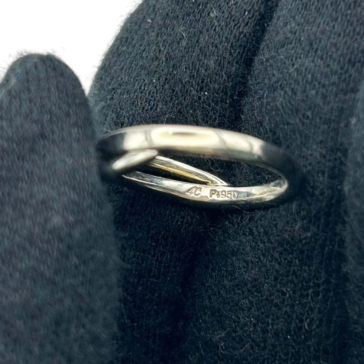 4°C Diamond Cross Wave Ring Jewelry - Pt950 