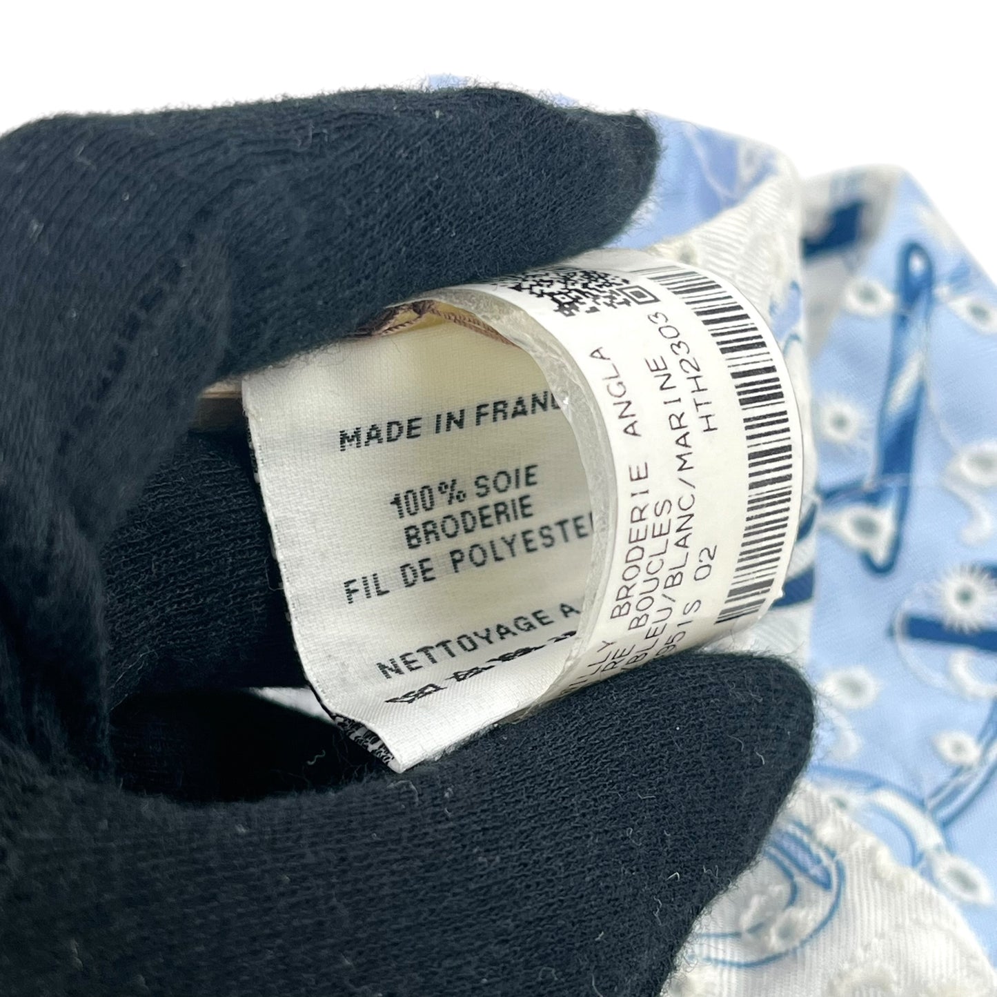 Hermès ツイリー スカーフ ブロドリー アングレ ドレ ブークル - ブルー × ホワイト